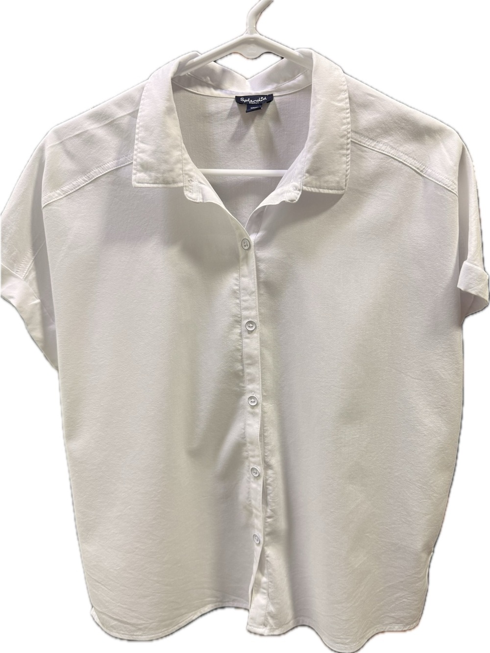 Splendid White Short Sleeve Button-Down Shirt
